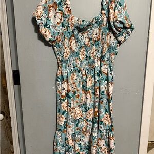 LC Lauren Conrad Floral Blue and White Midi Dress